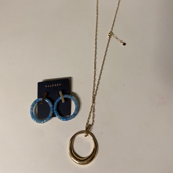 Halogen  Faceted Beaded Circle Earrings Necklace - Picture 1 of 4